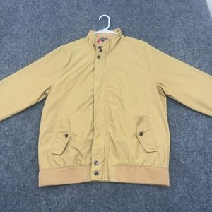 Gant Rugger Harrington Jacket Mens XL Tan Floral Lining Mock Neck Preppy Classic